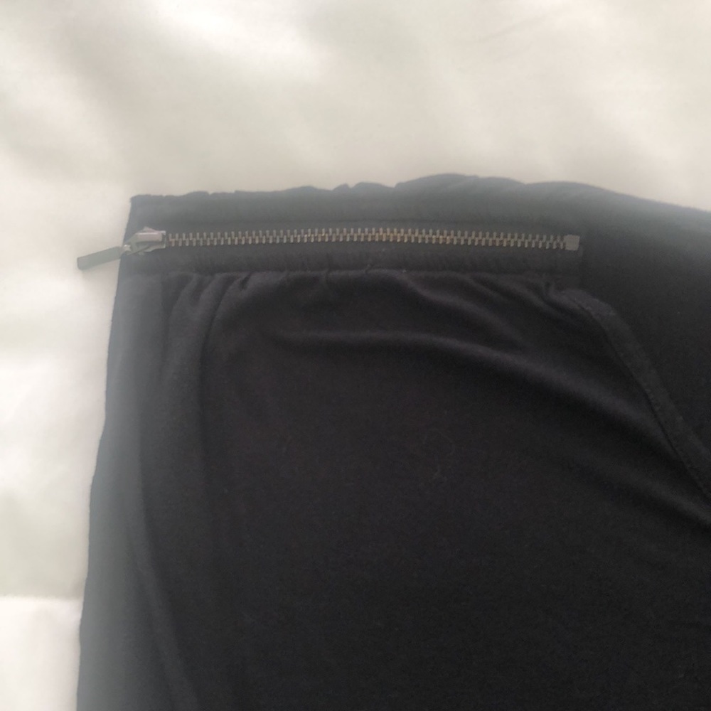 Calvin Klein black top with zipper sleeves that are functional scoop neck design - Picture 2 of 9